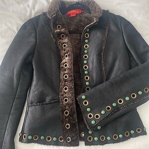 Shanghai Tang black lamb skin Shearling Coat